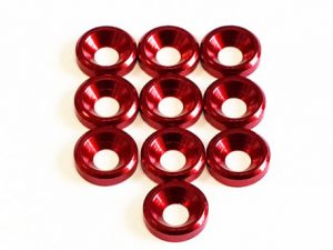 M3 Aluminium Countersunk washer Red 10
